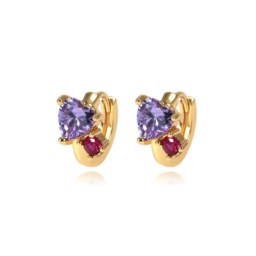 

Luxury Heart Diamond Earrings 18K Gold Plated Jewelry Hoop Earrings Women