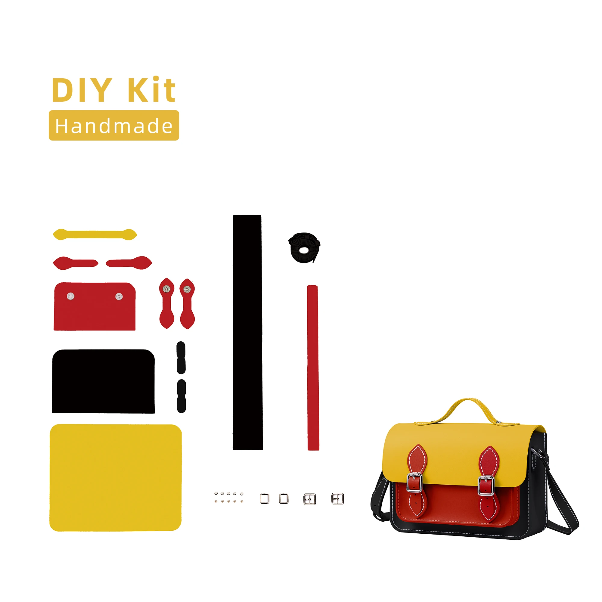 

DIY Leather Bags Craft Kit Made in the Colors of the Belgian Flag for Adult,Holiday Gifts,Company Team Building Activities
