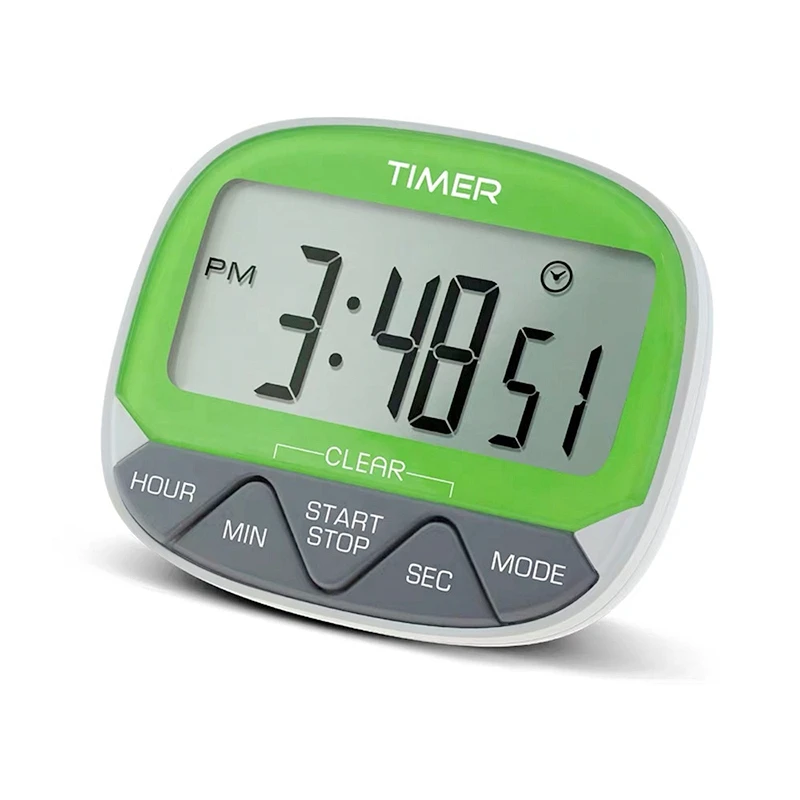 

LED Digital Kitchen Timer Outdoor Camping Cooking Timer LCD Screen Timer With Magnet, Green