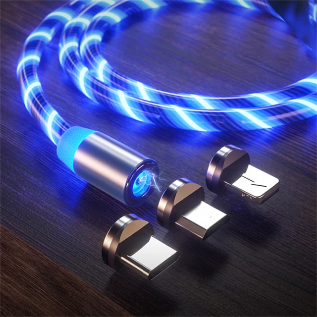 

Free Shipping Top3 Settpower UC002 Led Flowing Light Usb 3 in 1 Fast Micro Type C Magnet Charger Magnetic Charging Cable