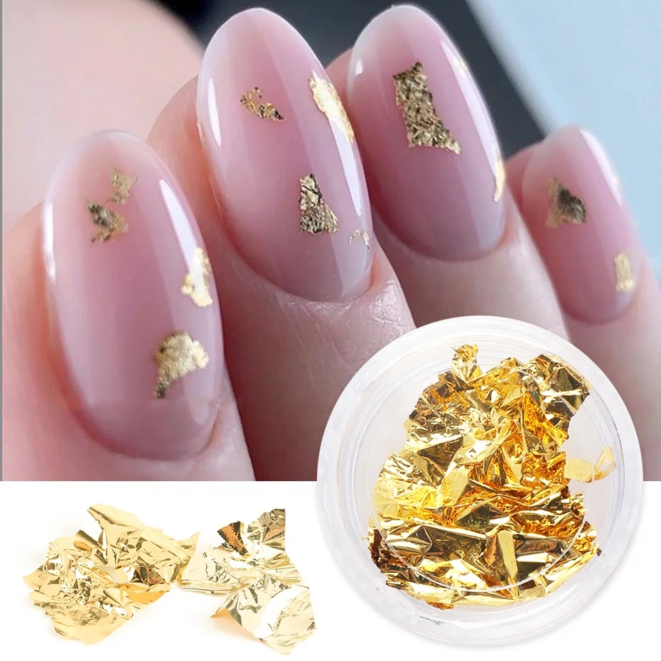 

Gold Silver Powder Mirror Glitter Sequins Irregular Transfer Sticker Paper Gel Polish Aluminum Foils Nails Art, Picture