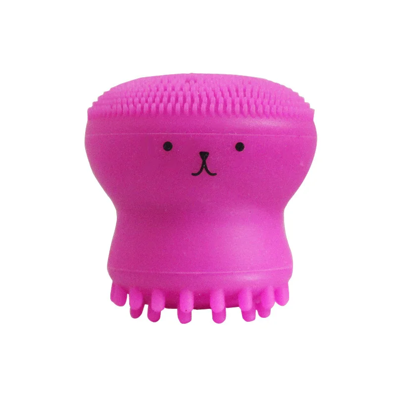 

Facial Beauty Device Blackhead Remover Exfoliating Brush Octopus Design Silicone Facial Cleansing Brush, Pink purple blue