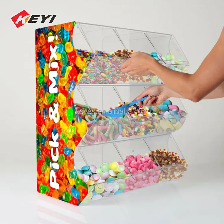 Custom Clear Acrylic 9 Compartments Candy Shelves Counter Top Display ...