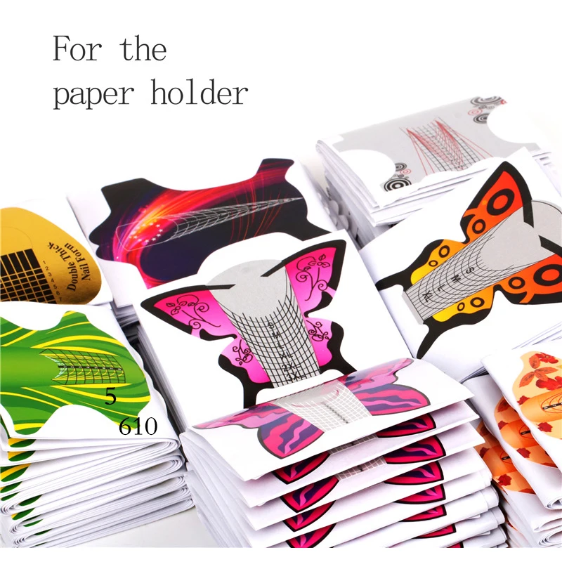 

500pcs Multiple Styles Acrylic Full Cover Butterfly Nail Form, Gel Nail Form Paper Nail Form