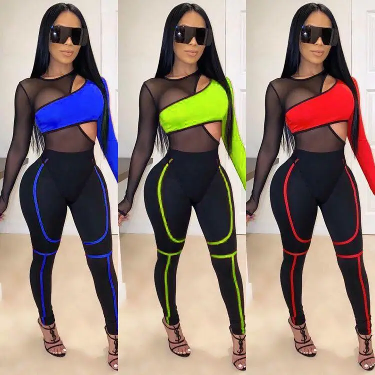 

New O-neck Slim bodysuit for women bodysuit and pants Two piece Clothes summer Active wear body Suit, Shown in picture