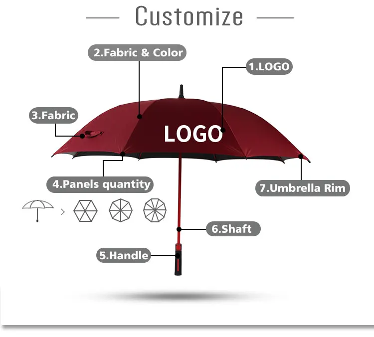chinese commercial colorful designed plastic handle windproof golf umbrella for weddings decoration