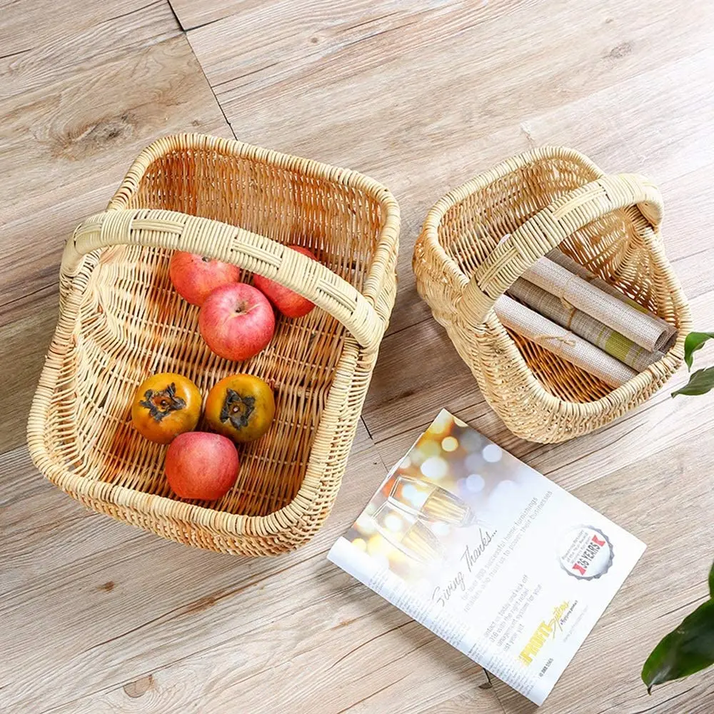 Natural Handwoven Bamboo Rattan Picnic Basket Wholesale Cheap Price For