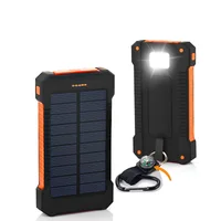 

Outdoor Compass Led Flashlight Portable 20000 mah 20000mah Dual USB Output External Battery Waterproof Charger Solar Power Bank