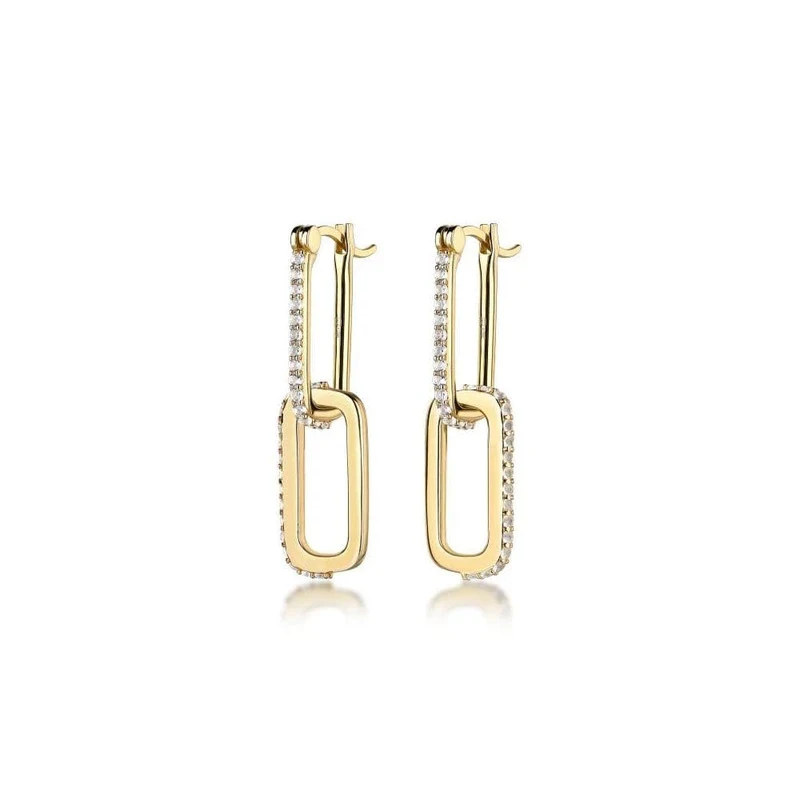 

s925 sterling silver ins simple fashion double chain pendant earrings