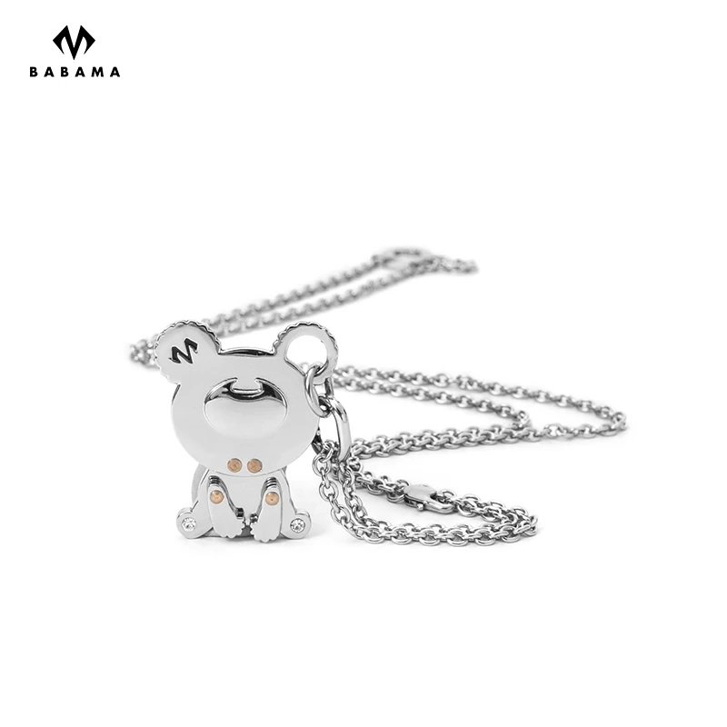 

Free Sample Babama Animal Wonderland Bear Pendant Cuban Chain Necklace - 2022 Trendy Titanium Cute Bear Necklace Women Men