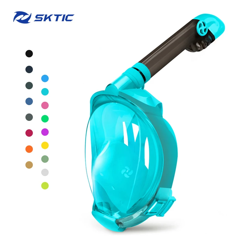 

SKTIC Great Quality Hot Style full face skin green mask snorkel scuba camera mount snorkeling mask for adults