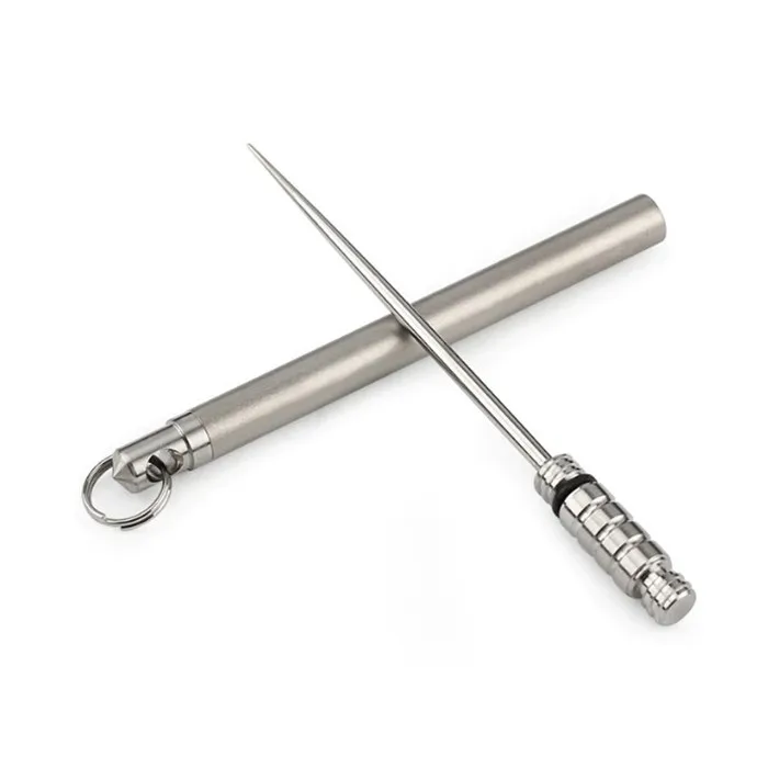 Titanium Outdoor Edc Toothpick Bottle Fruit Fork Camping Tool Toothpick-Holder