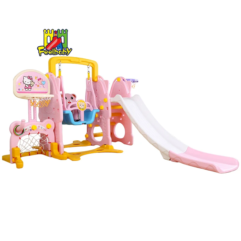 

Feelbaby indoor children plastic swing & slide set, Colorful,pink,green