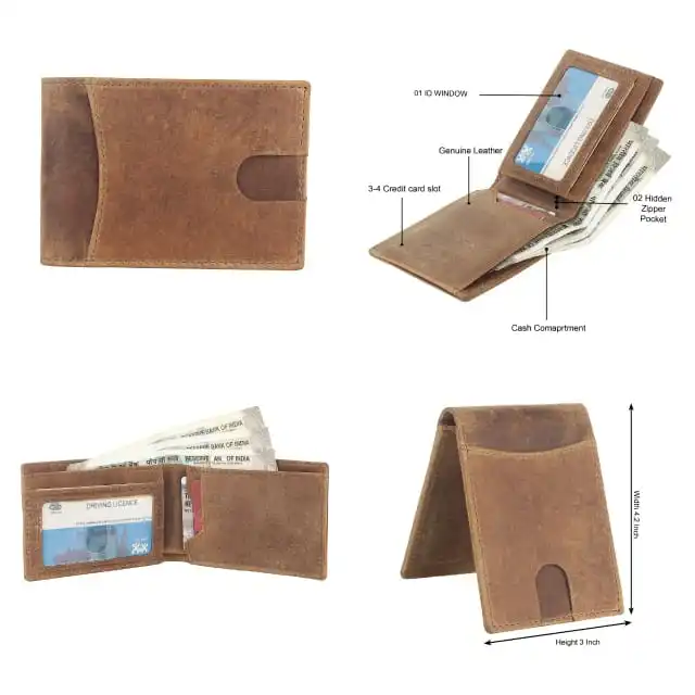 Men's Wallet Black Color Genuine Leather Wallet New Year Gift Set