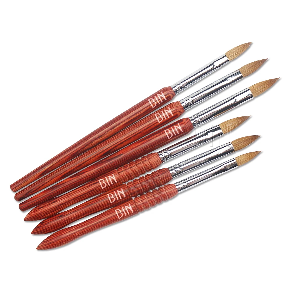 

BIN custom logo Round Wood kolinsky acrylic nail brush
