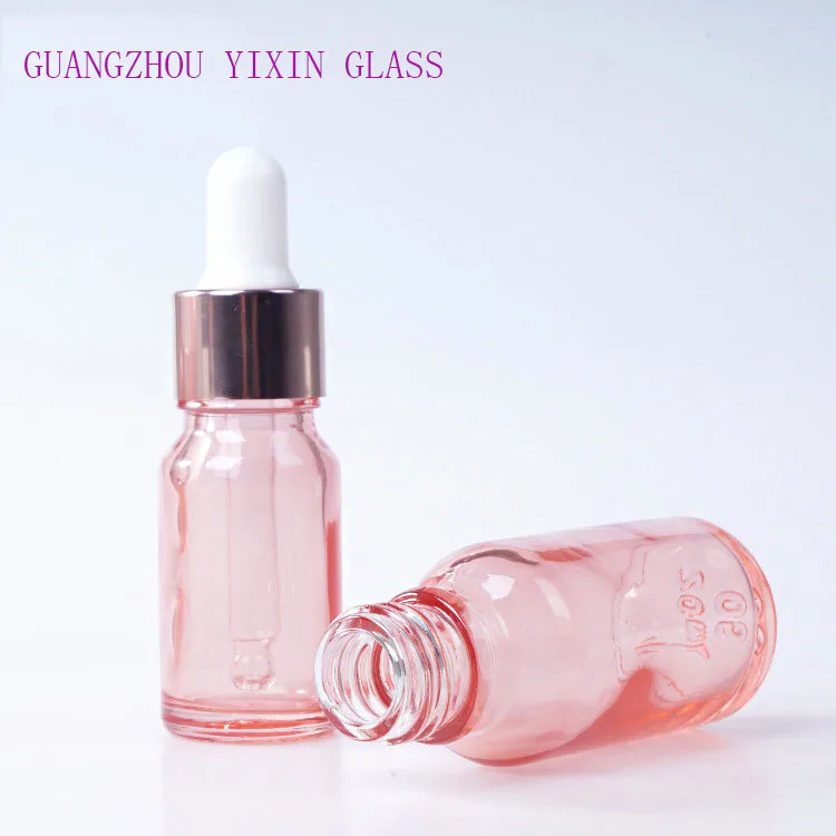 5ml 15ml 30ml 50ml  essential oil rose gold luxury dropper bottle cosmetic glass bottle packaging glass bottle factory