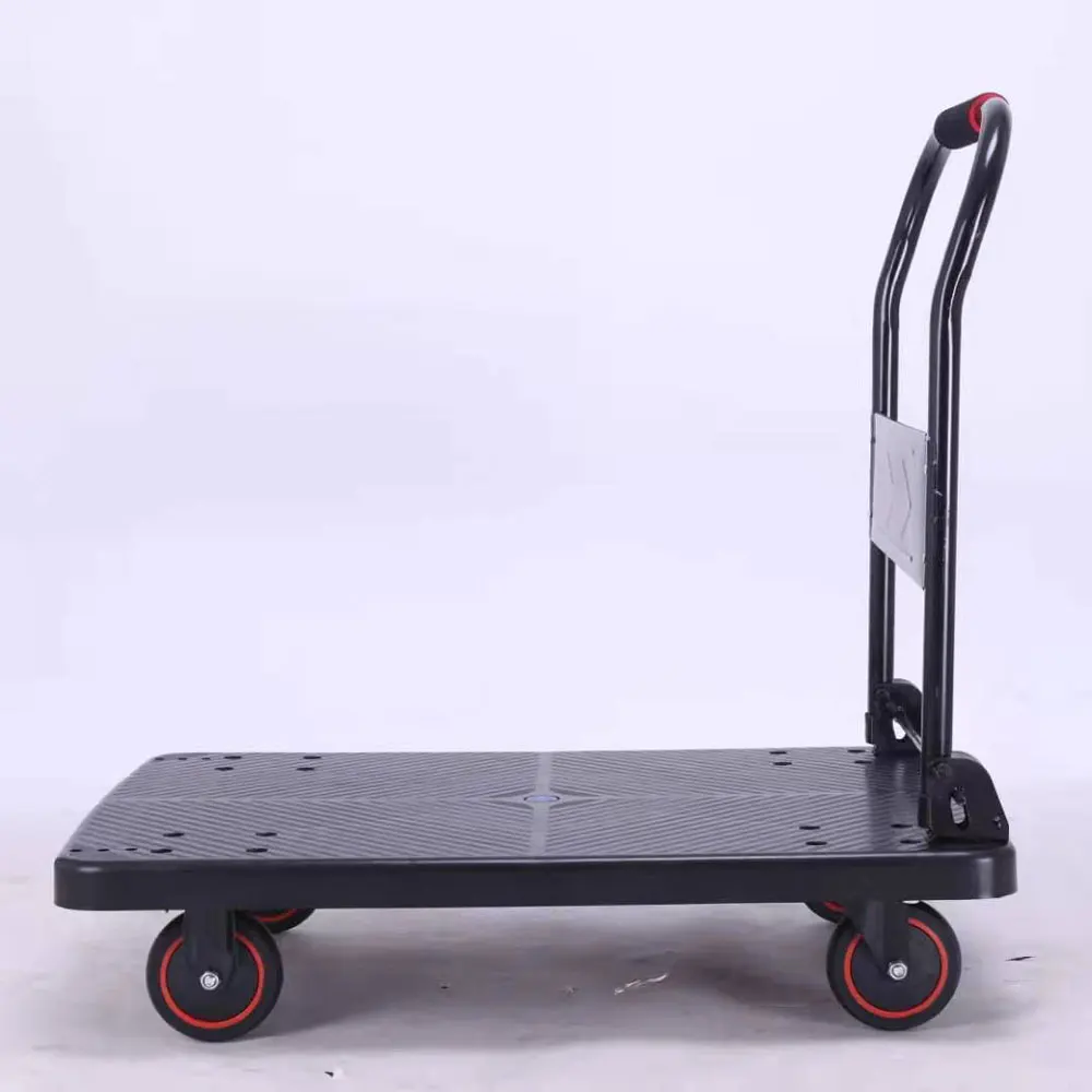 4 Wheel Platfom Trolley Plastic Flatbed Platform Hand Truck Carts Flat