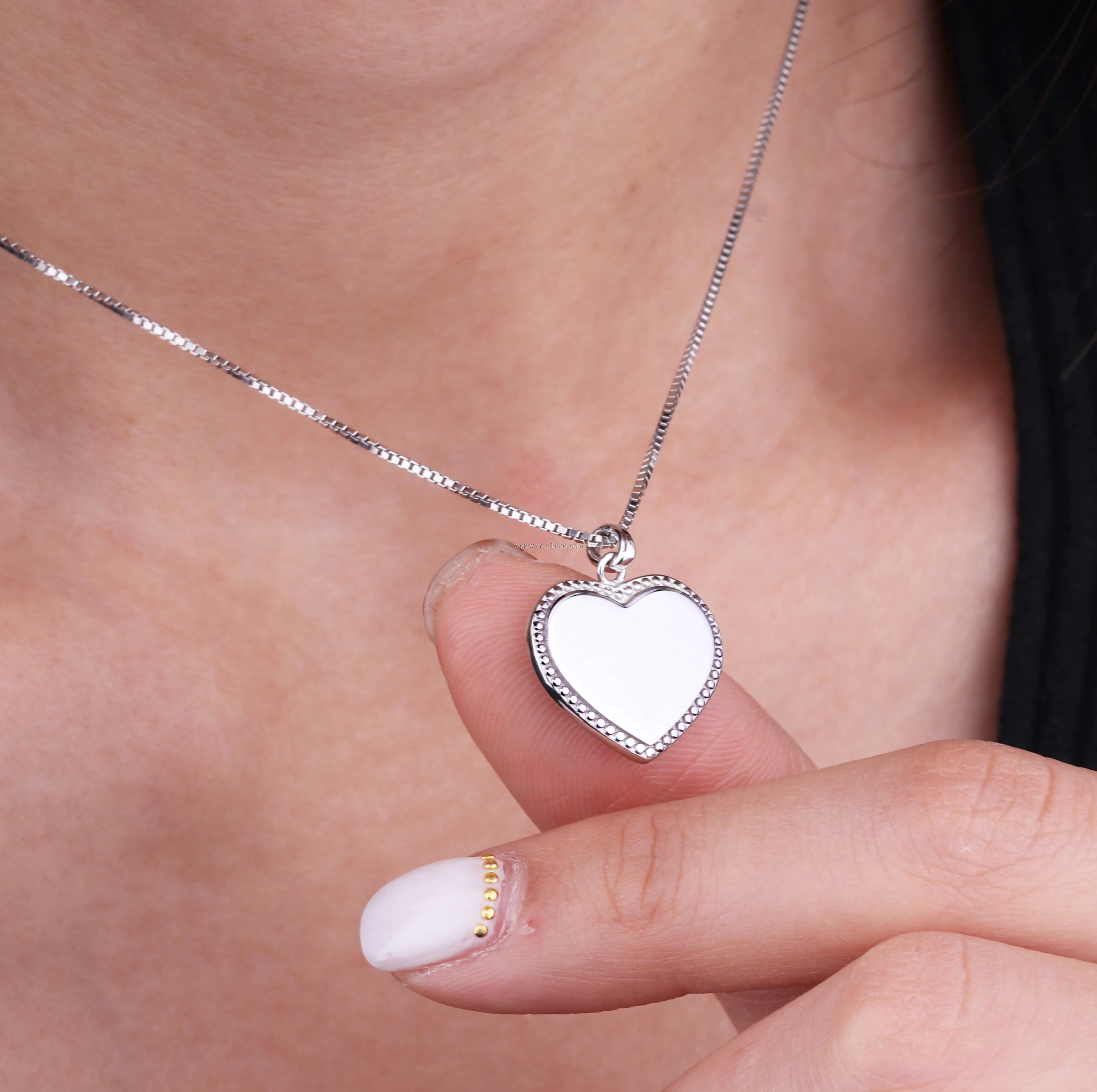 925 Sterling Silver Jewelry Gold Plating Jewelry Plain Love Heart Charm