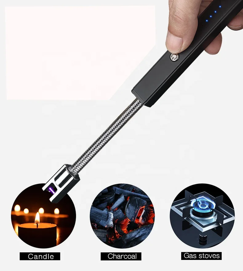 

Lovisle Tech Candle Lighter USB Rechargeable Electric Arc Lighter with Safety Lock Power Indicator Flame