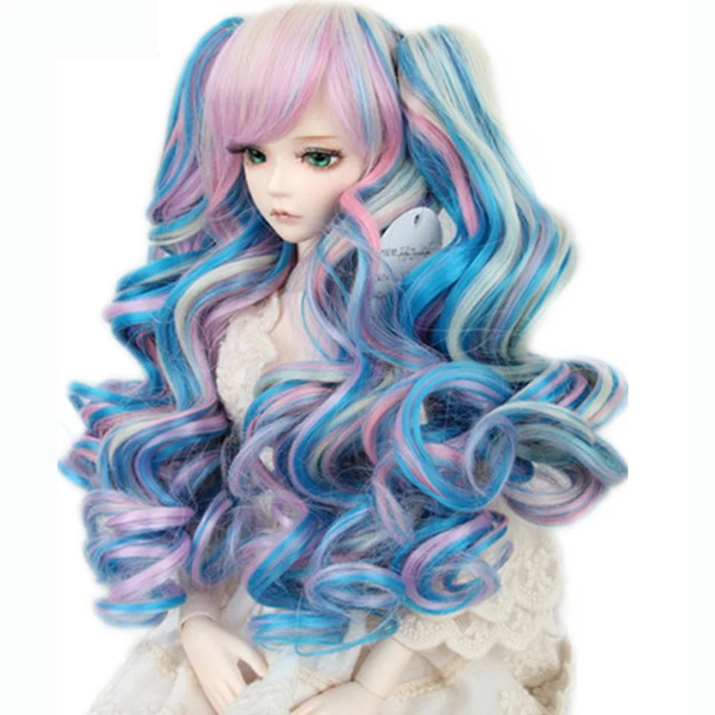 Gothic Aristocratic Lolita Synthetic Doll Wig SD Size Resin Safe Hand Tied Double Ponytails No Shedding for Blythe Pullip Gift