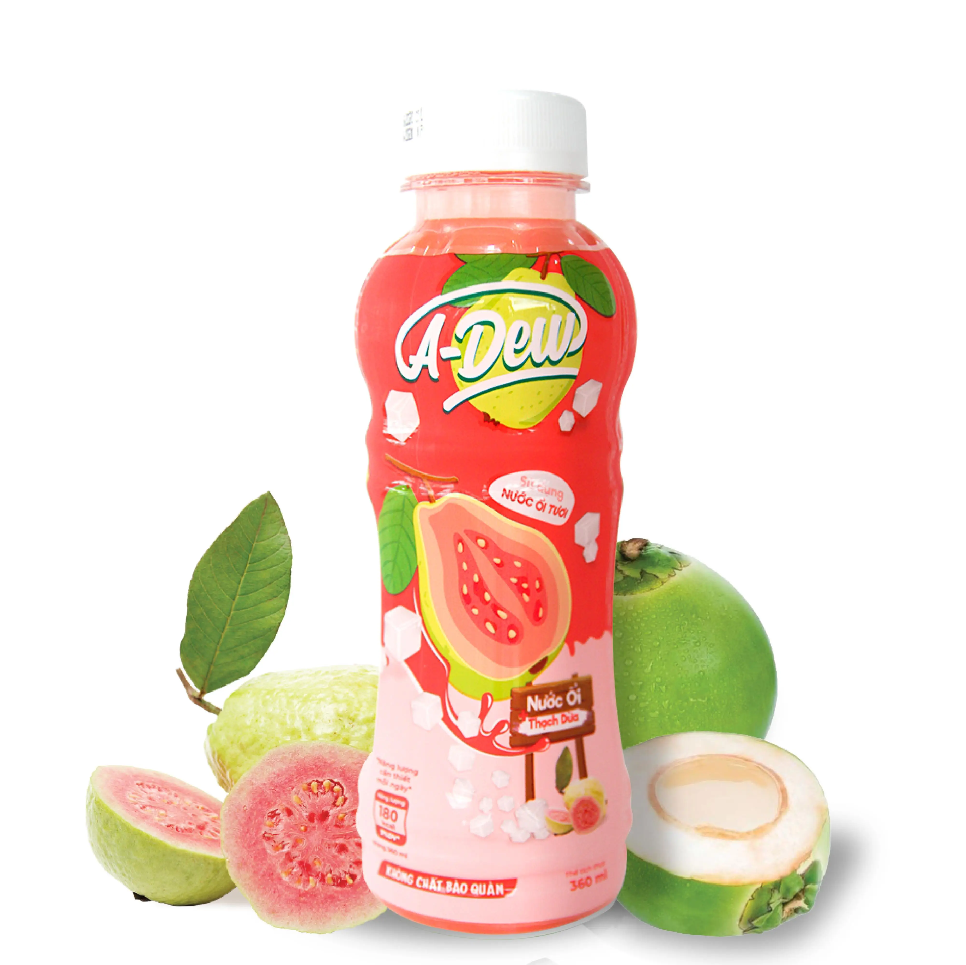 a-dew brand guava juice drink nata de coco 360ml pet bottles