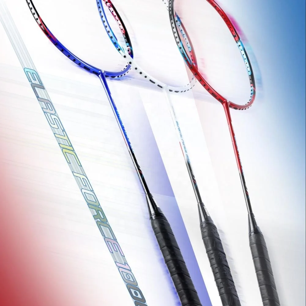 

Badminton racket Elastic Force 1000 light weight full carbon fiber badminton racquet, Red blue white