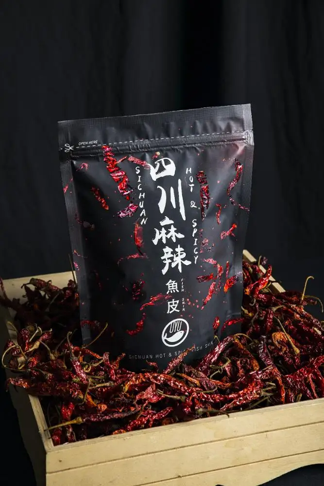 
OYUFISH Sichuan Hot & Spicy 100g grams . Best Sichuan Hot & Spicy Fish Skin Salted Egg Fish Skin & French Fries in Malaysia & SG 