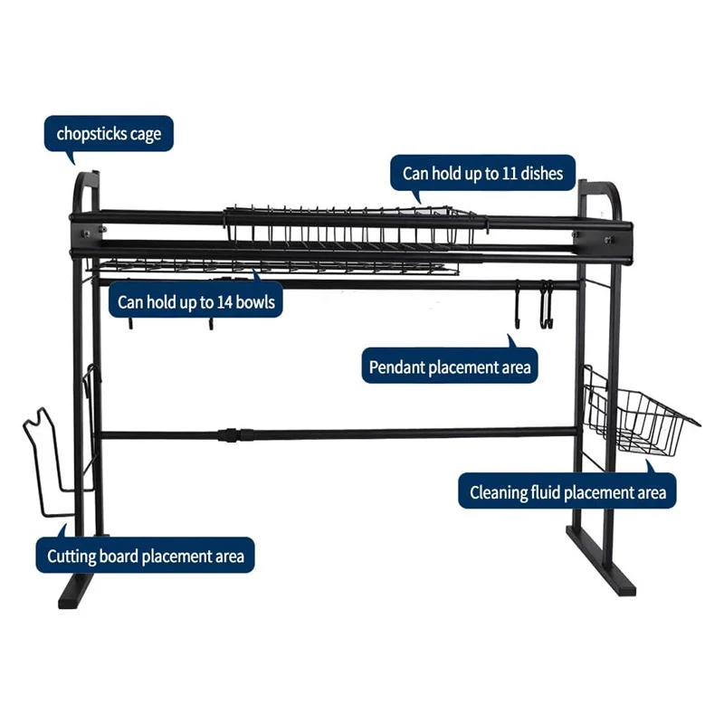 

Home kitchen high quality Wholesale multifunctional retractable desktop drainer rack holder over the sink kitchen dish rack