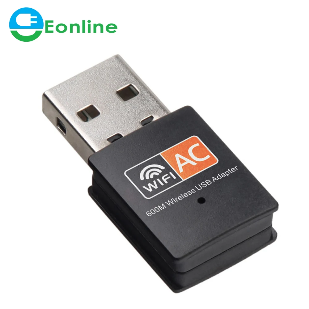 

EONLINE 600Mbps USB Wireless Network Card 2.4GHz+5GHz Dual Frequency Band Mini USB WiFi Adapter Wide Compatibility for PC Laptop, Black