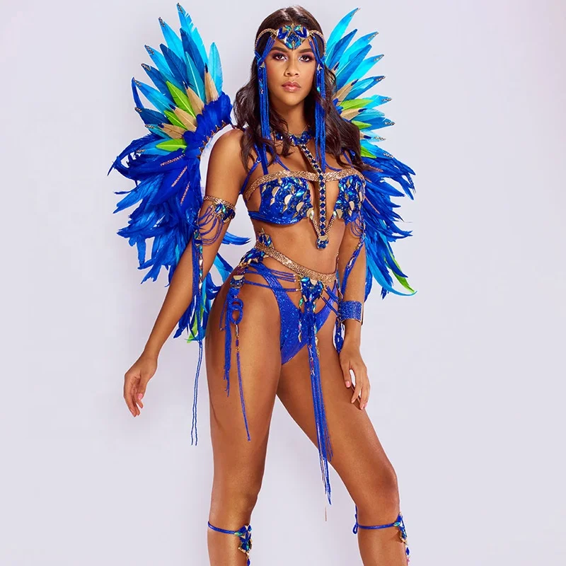 
Feathers backpack samba caribbean Miami trinidad sexy Carnival Costume for women 