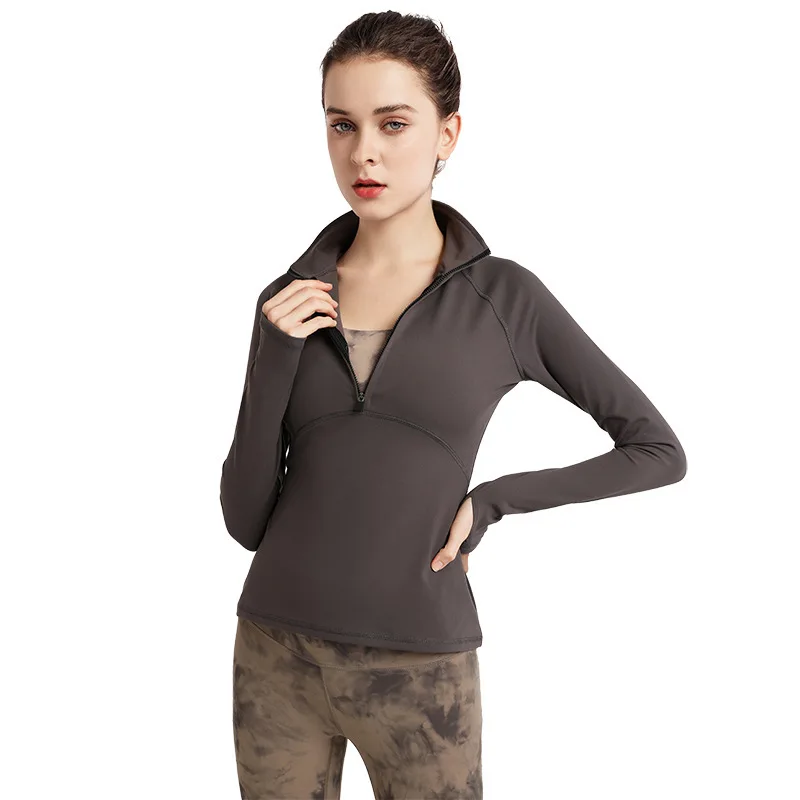 

High Quality Horse Riding Base Layer Long Sleeve Half Zip Top Equestrian Clothing Shirt Women Sports Shirts
