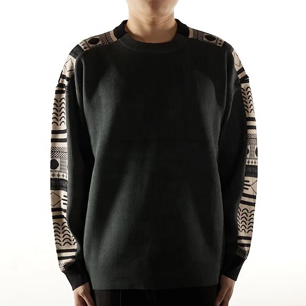 

YINJ 21FW STREETWEAR Thick Crew Neck Unisex Knitting Casual Winter Cashmere Wool Cotton Oversized Graphic Mens Pullover Sweater