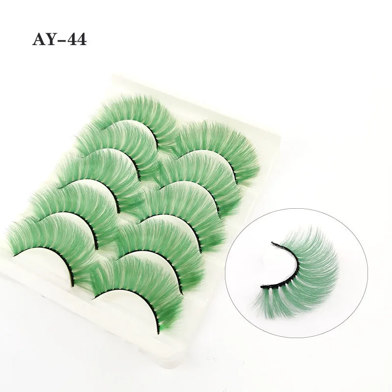 

2021 New styles soft silk lashes for Party colorful faux mink eyelashes strips 25mm colorful synthetic