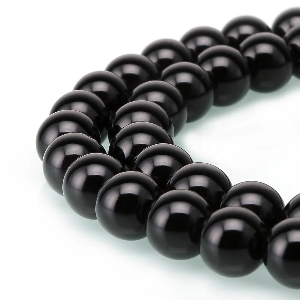 

Nice Smooth Round Black Onyx Gemstone Loose Beads