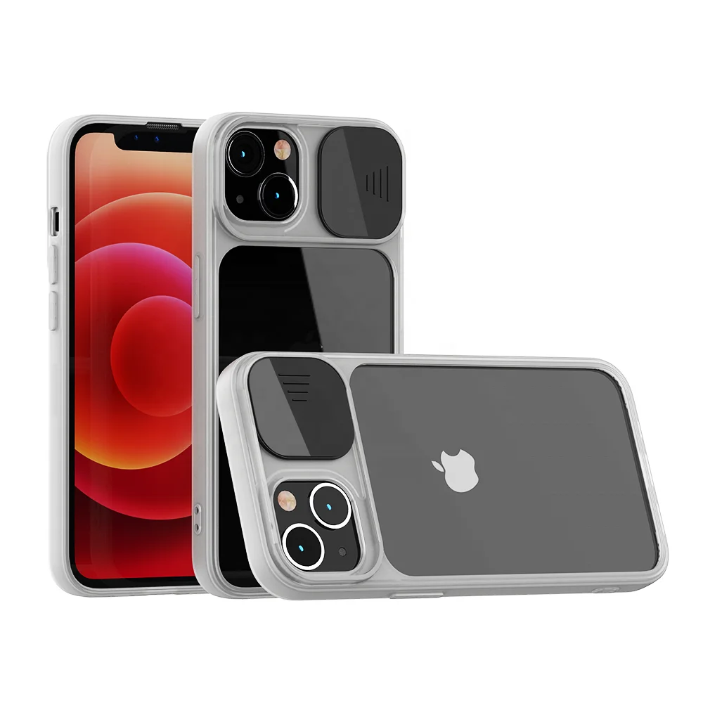 

for iphone 13 pro shockproof phone case tpu clear transparent mobile cellphone case with slide push camera protection