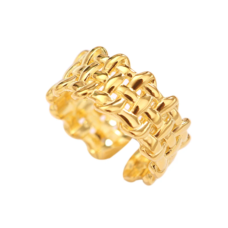 

Fukarni 5.66 Gram Exquisite 925 Sterling Silver Adjustable Stacking Braid Rings Gold Plated KR345