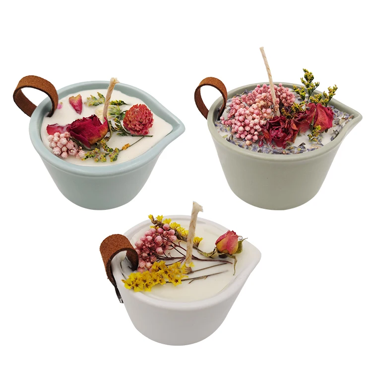 Wholesale Ceramic Scented Candles With Large Bamboo Jars 16oz And