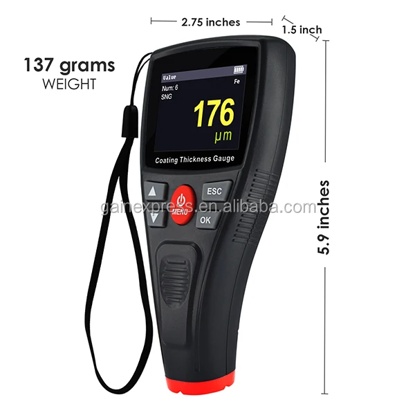 Mini Digital Metal Coating Thickness Gauge Car Paint Tester Automotive Tool Colored Screen High