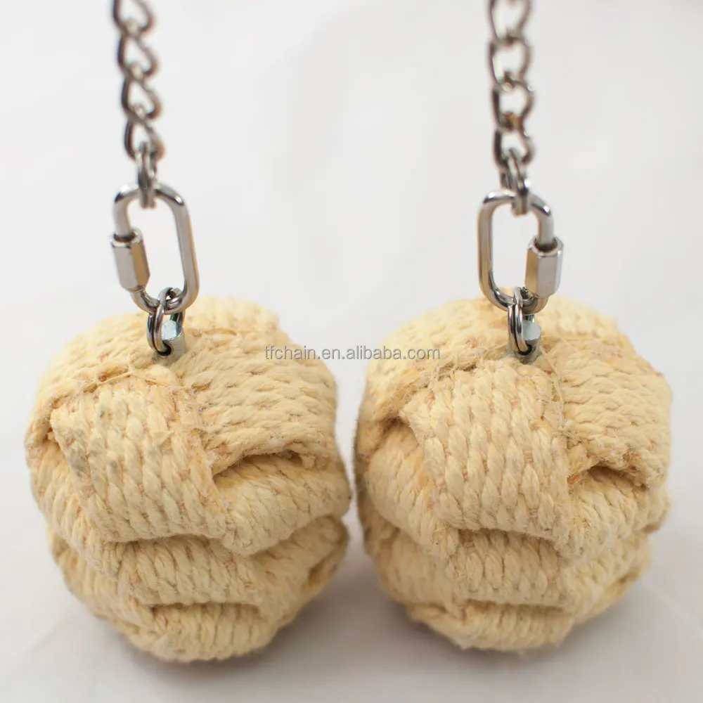 

TFCHAIN handmade Monkey Fist Fire Poi Twisted Link Chain Performance Prop for Fire Flow Art Juggling Equipment, Yellow