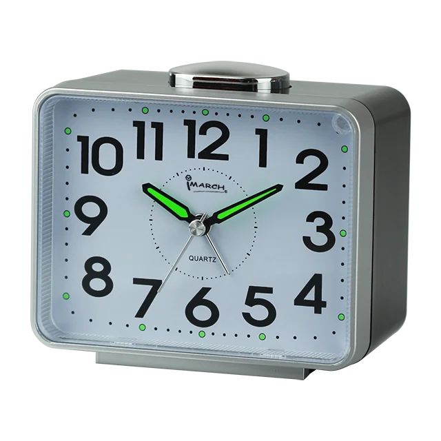 

Imarch BM11003-BK-SV quartz no-ticking analog bell sound large number for elderly table alarm clock, Black white silver blue or customize