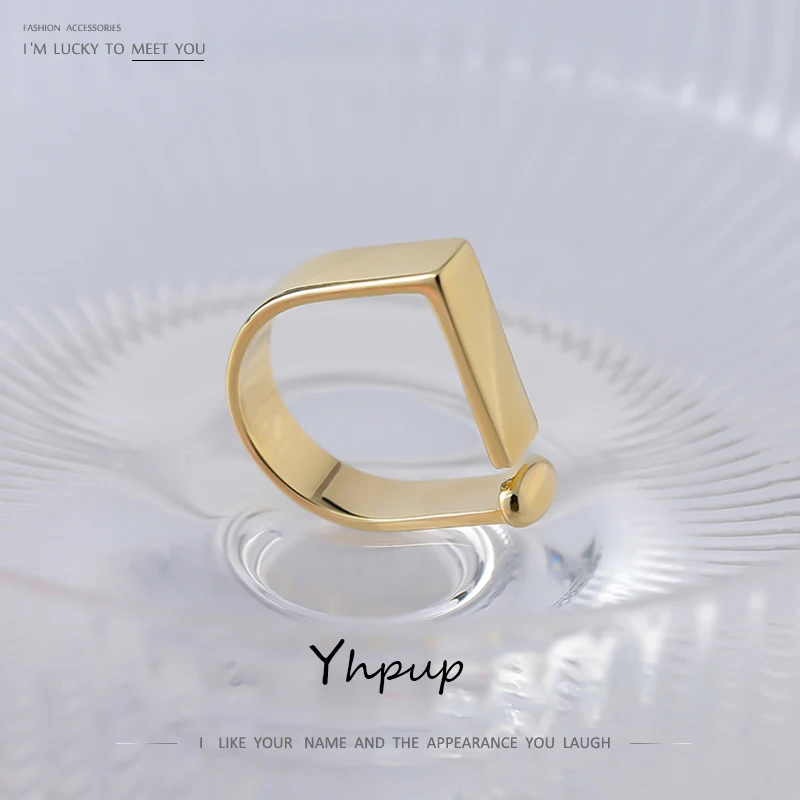 

Yhpup New Design Opening Ring for Women Charm Metal Finger Ring Gold Color Copper Jewelry Geometric Bagues Pour Femme Gift 2020