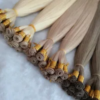 

Hot Sale Top Quality European Human Hair Double Drawn Hand Tied Weft Hair Extensions