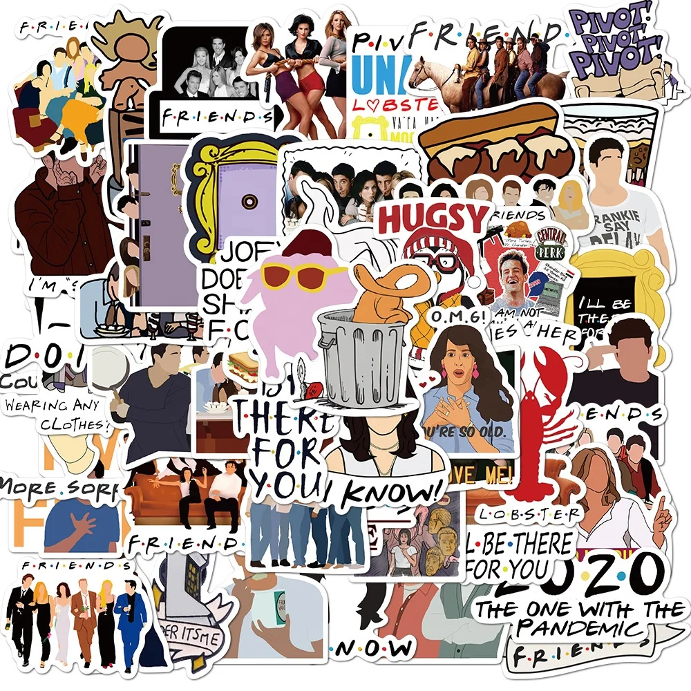 50pcs New Friends TV Show Movies for Graffiti Home Decor Die Cut Label Waterproof Table Luggage Laptop Stickers