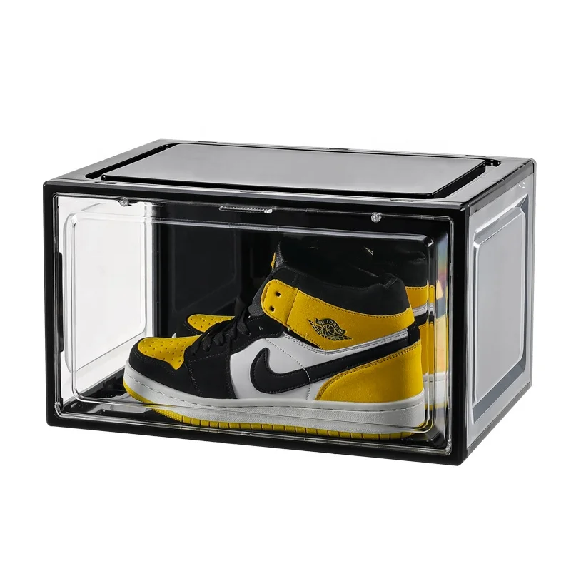 

Side open clear transparent sneaker crates custom jordan plastic stackable Display shoe case storage box bins Shoe case acrylic