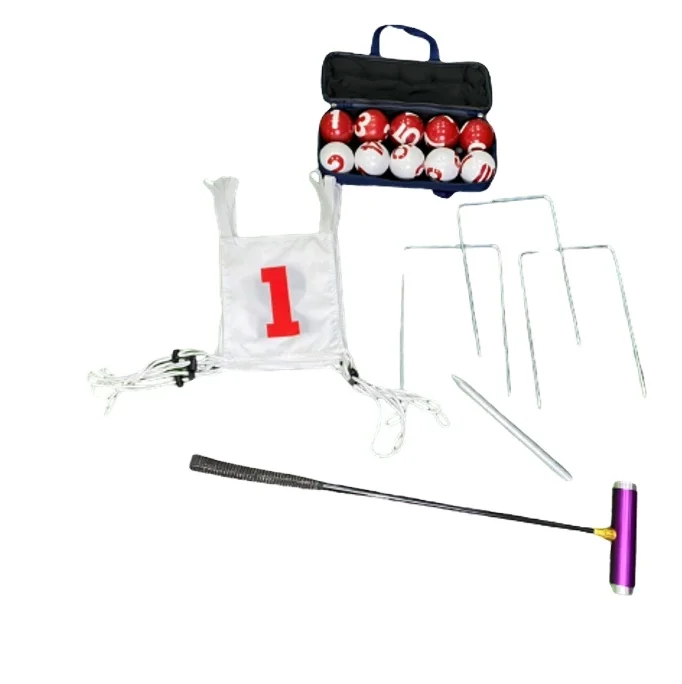 

Croquet gateball set gate ball with a stick and mallets agari poles and number jersey line tape hooks, Red