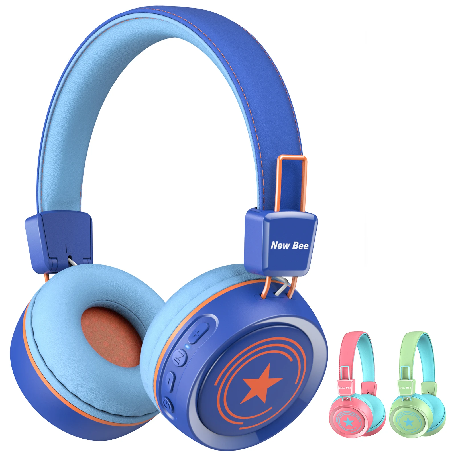 

New Bee KH21B Over Ear Tablet Computer Headset Noise Cancelling Earphone Wireless Kids Bluetooth Headphone for Boys Kids