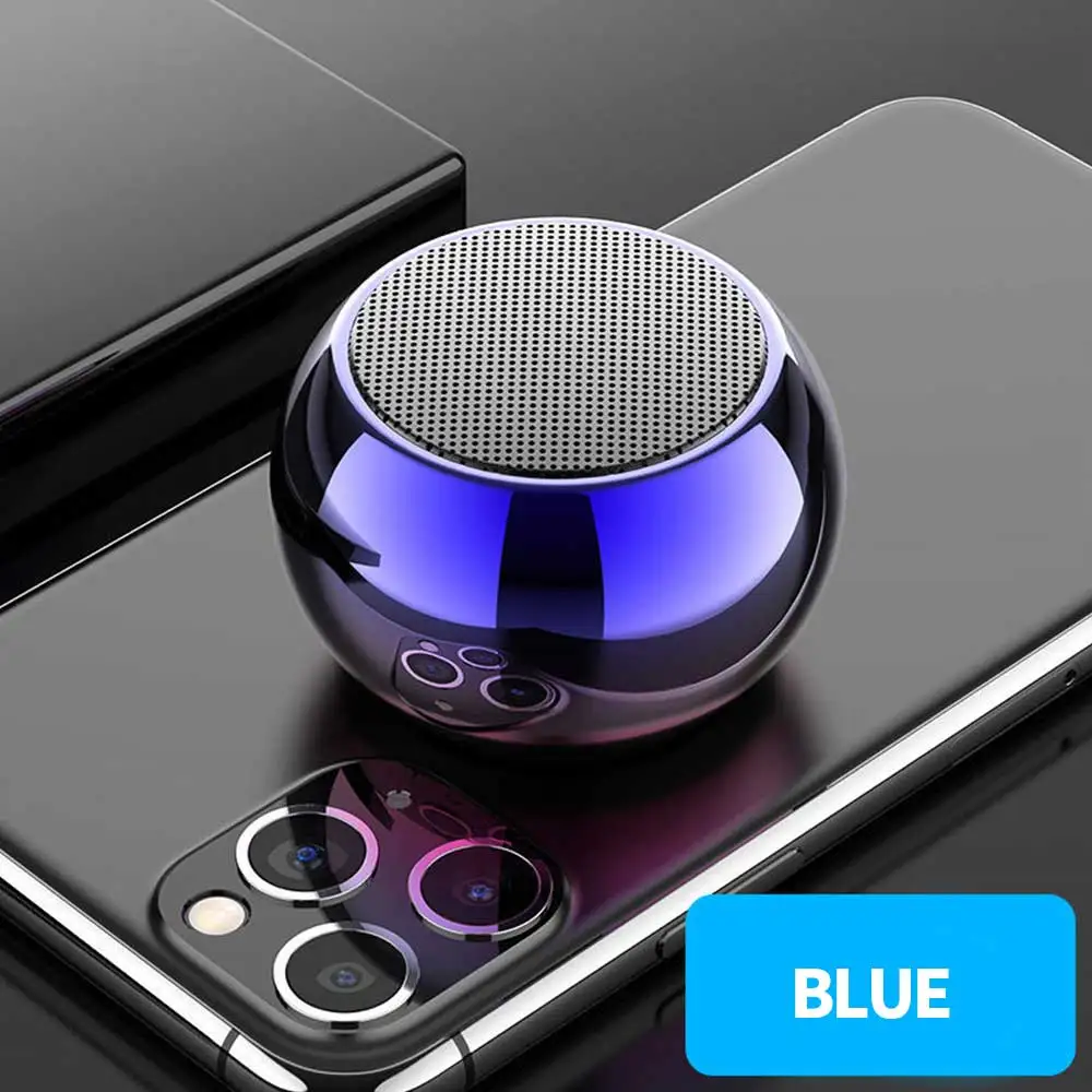 

M3 Colorful Wireless Speakers 3d Mini Electroplating Round Steel Speaker Radio Support U Disk Subwoofer, Blue, silver gray, orange, light blue