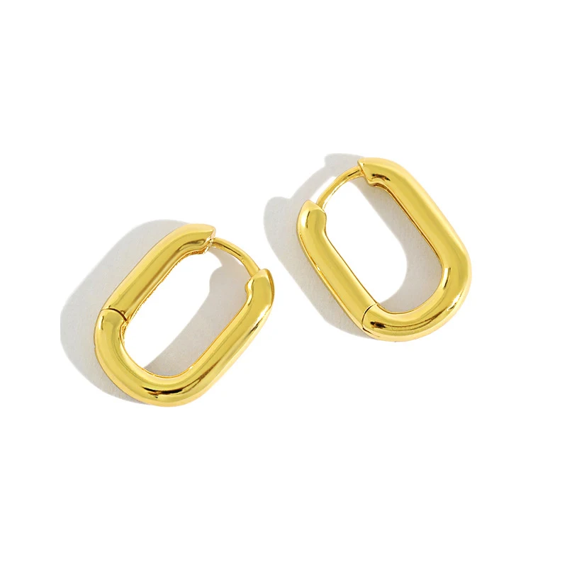 

H-E511 New Arrivals Sterling Silver 925 Retro Oval Rings Circle Gold And Sterling Silver 925 Earrings