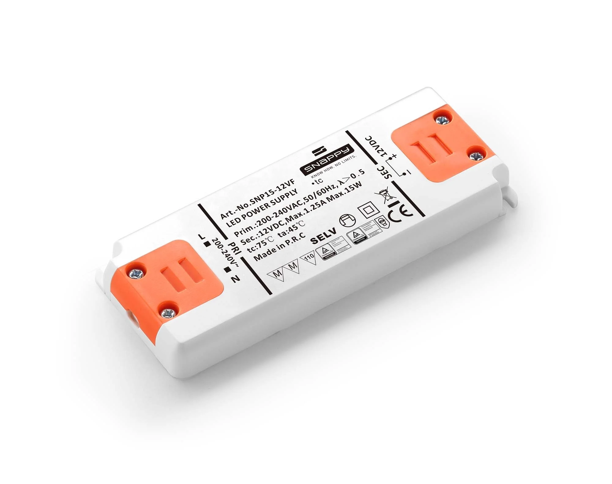 SNP15-350IF Input voltage 200-240VAC 15W 350mA 500mA 700mA IP20 thickness 13mm constant current LED DRIVER for strip lights