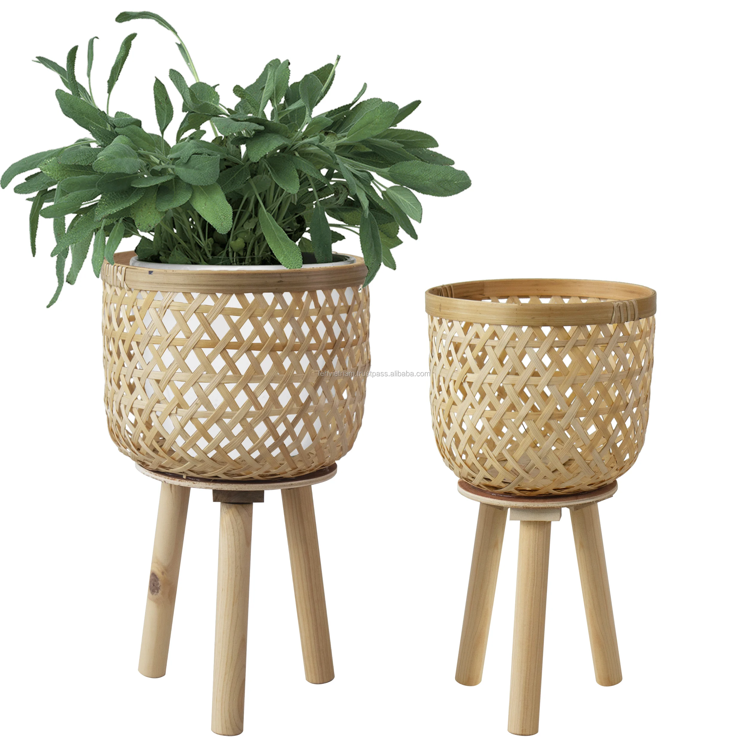 Wholesale Bamboo Plant Stand Flower Planter For Deluxe Home Decoration